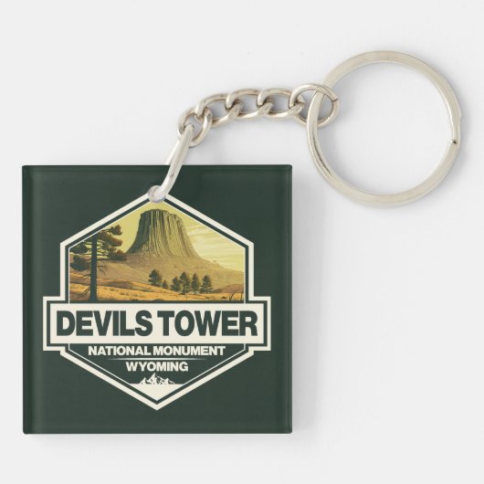 Devils Tower National Monument Travel Art Sleutelhanger (Achterkant)