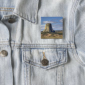 Devils Tower National Monument Vierkante Button 5,1 Cm (In situ)