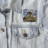 Devils Tower National Monument Vierkante Button 5,1 Cm (In situ)