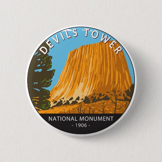 Devils Tower National Monument Wyoming  Ronde Button 5,7 Cm (Voorkant)