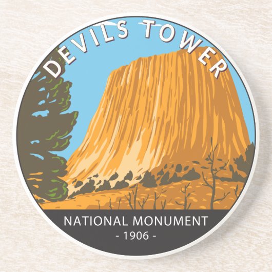 Devils Tower National Monument Wyoming  Zandsteen Onderzetter (Voorkant)