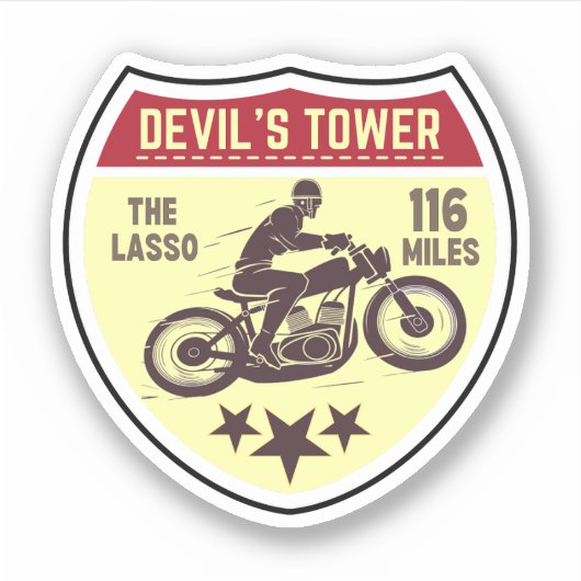 Devil's Tower Road - de lasso Motorfiets wegrit Sticker (Voorkant)