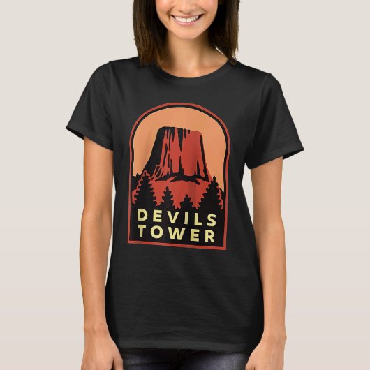 Devils Tower WY National Monument Raglan Baseball T-shirt (Voorkant)