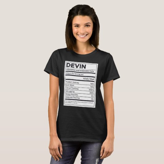 Devin Voeding Informatie Probleem Oplossen Hard W T-shirt (Voorkant volledig)