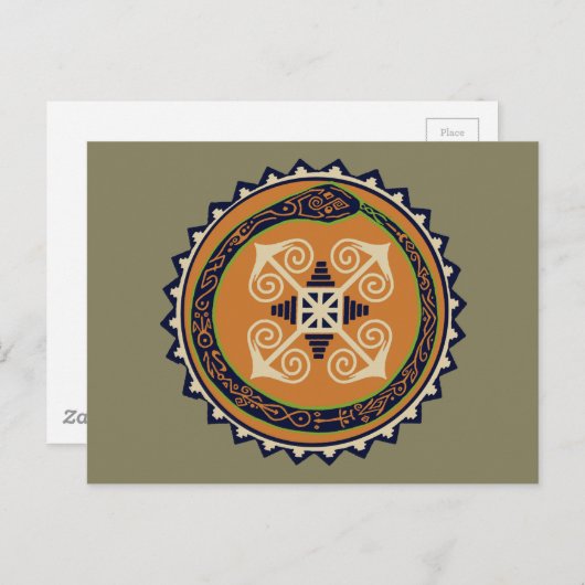 Devine Fire Wheel with Ouroboros Snake VooDoo Briefkaart (Voorkant / Achterkant)