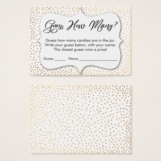 Devinez Combien ? Carte de jeu White avec Gold Con (Devant & derrière)