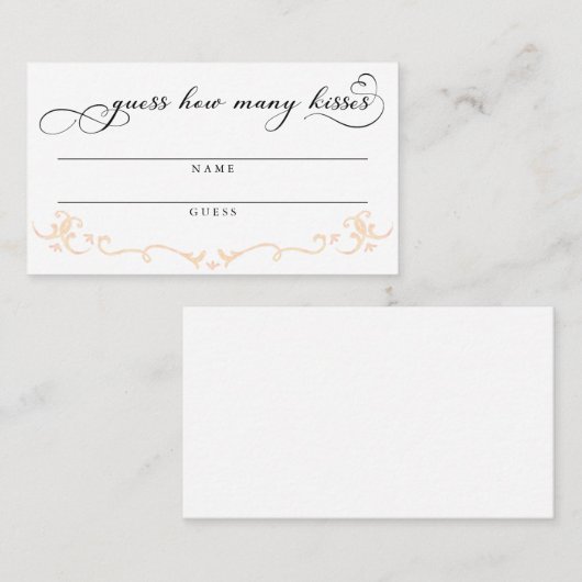 Devinez combien de baisers Fête des mariées carte  (Devant / Derrière)