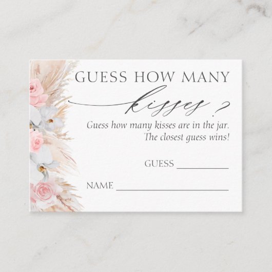 Devinez combien de baisers Pampas Grass Cartes de (Devant)