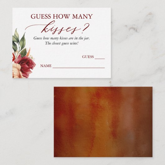 Devinez combien de baisers tombent des cartes de j (Devant / Derrière)