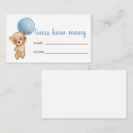 Devinez combien de carte d'ours garçon (Devant / Derrière)