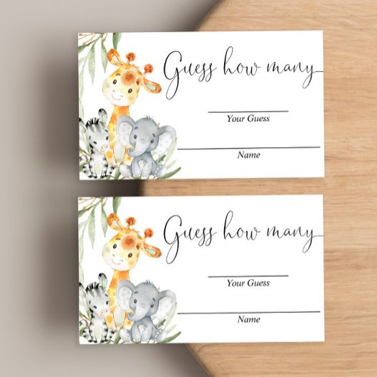 Devinez combien de cartes safari animaux mignons v