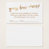 Devinez combien de Simple Gold & White Game Card (Devant & derrière)