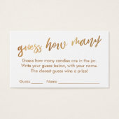 Devinez combien de Simple Gold & White Game Card (Devant)