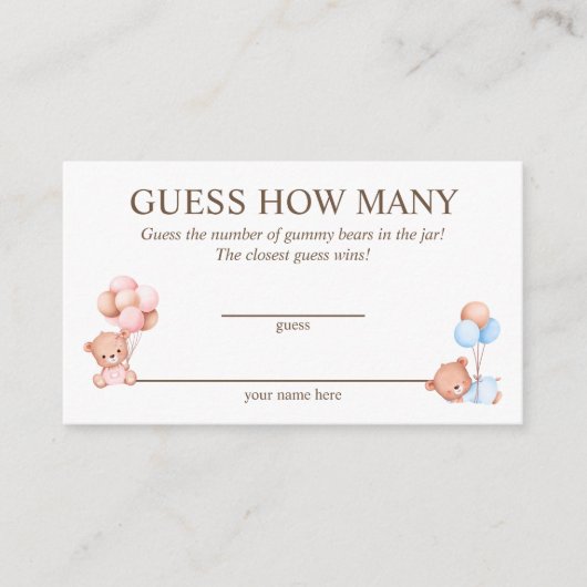 Devinez combien de Twins Baby shower carte de jeu (Devant)