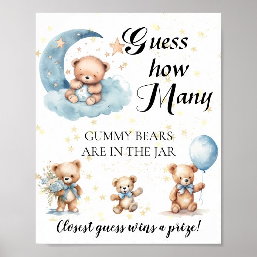 Devinez combien d'ours de gummy Baby shower Poster (Devant)