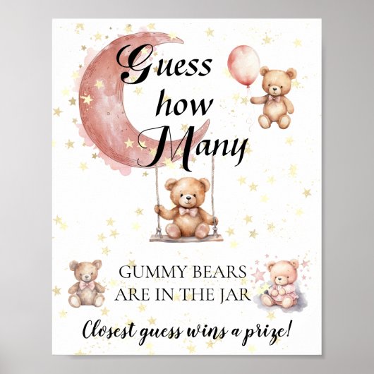 Devinez combien d'ours de gummy Baby shower Poster (Devant)