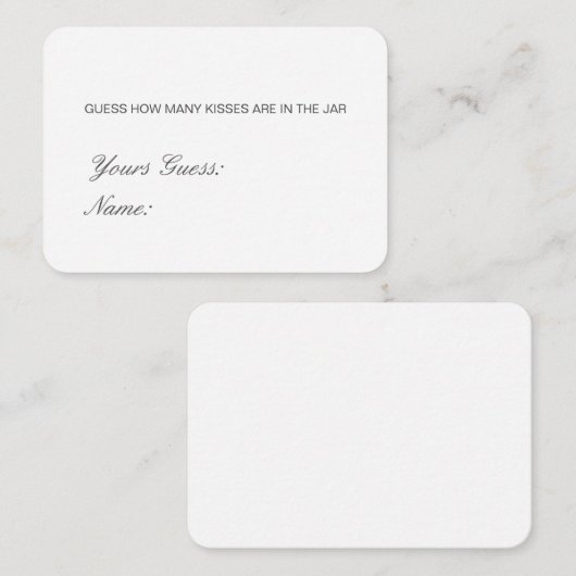 Devinez Editable Combien De Baisers, Cartes De Bon (Devant / Derrière)