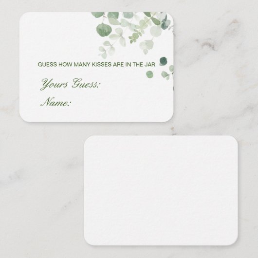 Devinez Editable Combien De Baisers, Cartes De Bon (Devant / Derrière)