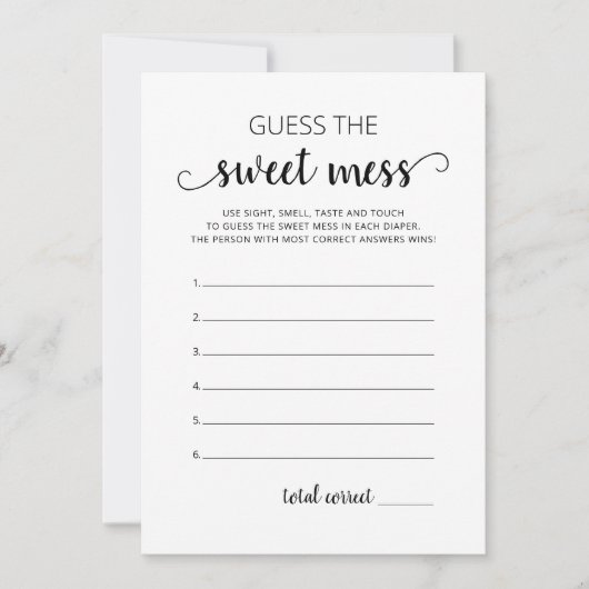 Devinez la carte de jeu de Baby shower Sweet Mess (Devant)