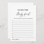 Devinez La Carte De Jeu Du Baby shower Alimentaire (Devant / Derrière)