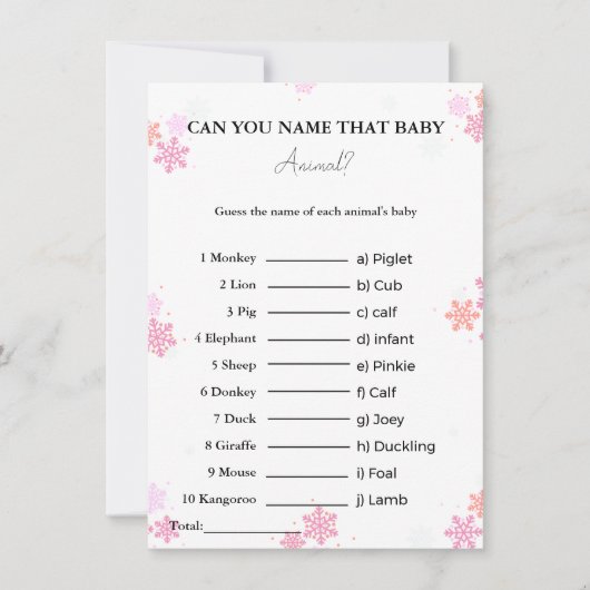 Devinez le nom de la carte de baby shower pour béb (Devant)