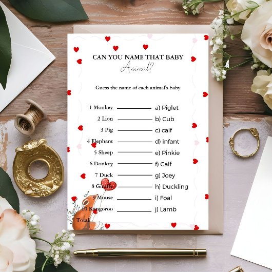 Devinez le nom de la carte de baby shower pour béb