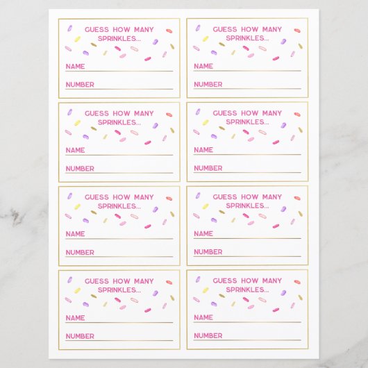 Devinez l'ensemble des cartes de jeu Sprinkles (Devant)