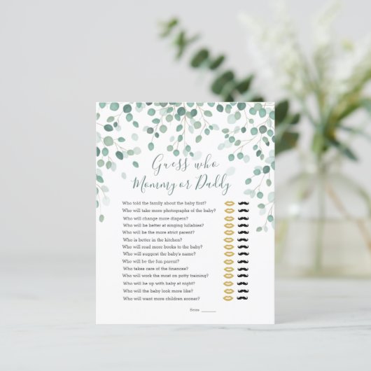 Devinez Qui Baby shower Jeu Eucalyptus Feuilles (Debout devant)