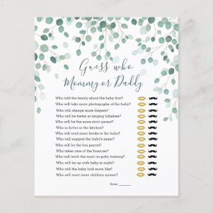 Devinez Qui Baby shower Jeu Eucalyptus Feuilles