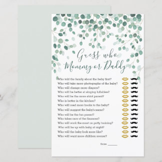 Devinez Qui Baby shower Jeu Eucalyptus Feuilles