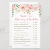 Devinez Qui ? Carte de jeu maman ou papa, Baby sho (Devant / Derrière)