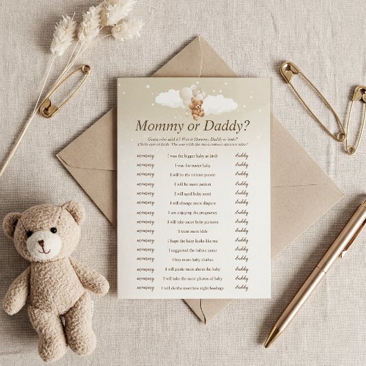 Devinez Qui L'A Dit Teddy Bear Baby shower Carte d