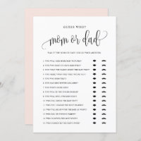 Devinez qui maman ou papa Carte Baby shower de scr