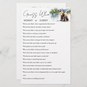 Devinez qui maman ou papa carte de jeu baby shower