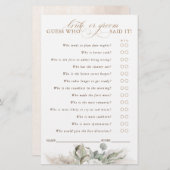 Devinez qui marié ou la carte de jeu de chambre (Devant / Derrière)