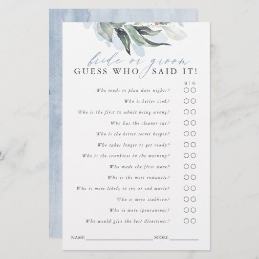 Devinez qui marié ou la chambre - Carte de jeu de (Devant / Derrière)