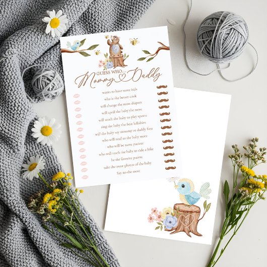 Devinez Qui Woodland Oear Boy Baby shower Carte de