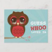 Devinez Whoo Aime Ya Cute Owl Carte Postale (Devant)