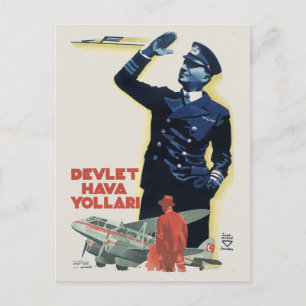 Devlet Hava Yollari Turkey Vintage Poster 1938 Briefkaart