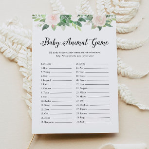 DEVON Baby Animal Greenery Baby shower Game Kaart
