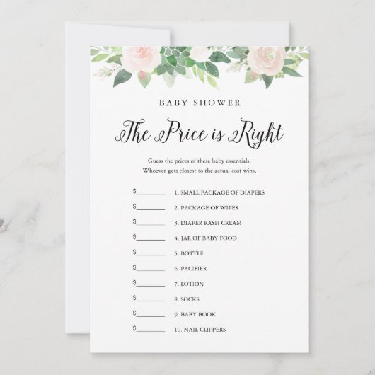 DEVON Devine le bon prix Baby shower carte de jeu (Devant)