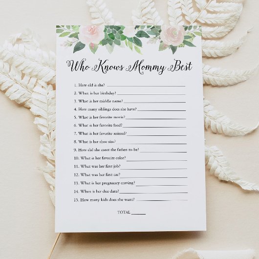 DEVON DIE mama het beste Baby shower Game kent Kaart