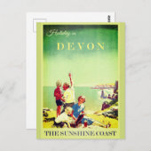  Devon England Travel Poster Briefkaart (Voorkant / Achterkant)