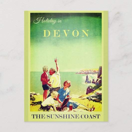  Devon England Travel Poster Briefkaart (Voorkant)