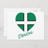 Devon Flag Heart met naam Briefkaart (Voorkant / Achterkant)