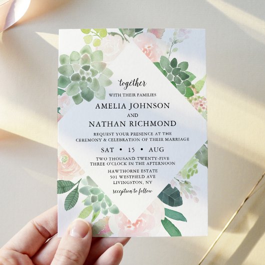 DEVON Fleurs de Succulentes et Rouges Invitation d
