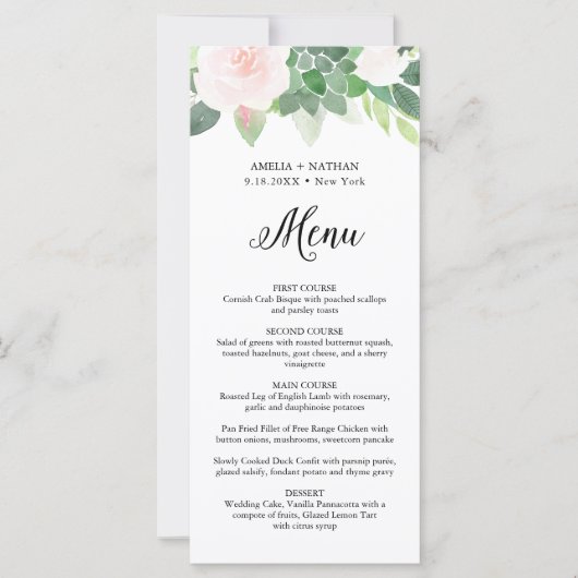 DEVON Green Blush Florals Menu (Devant)