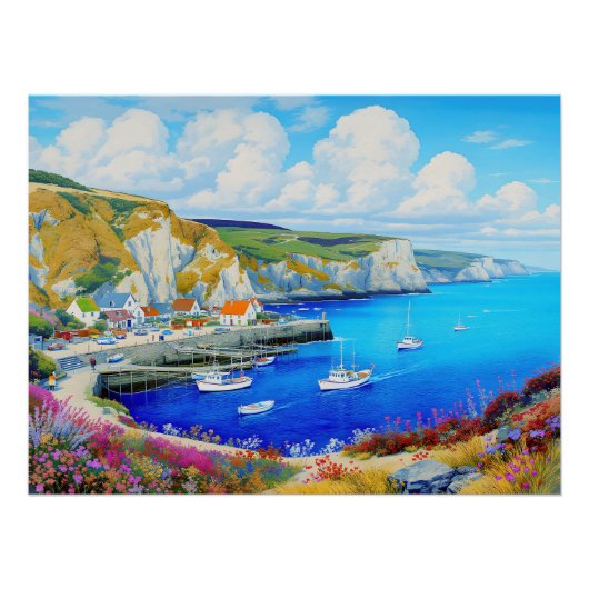 "Devon Harbour Dreamscape" - Een Engels zeegezicht Perfect Poster (Voorkant)