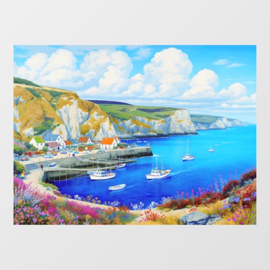"Devon Harbour Dreamscape" - Een Engels zeegezicht Raamsticker (Vel)