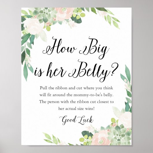 DEVON Hoe groot is haar buik Baby shower spel Poster (Voorkant)